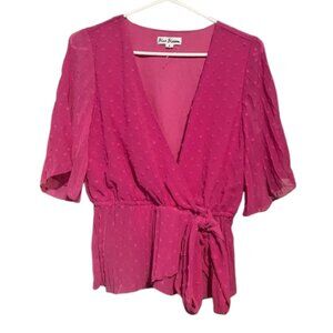 Blue‎ Blossom Pink Blouse with Tie Waist SMALL